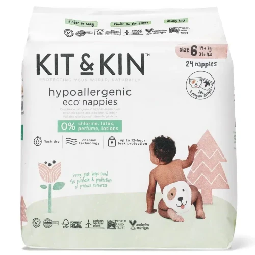 Подгузники Kit&Kin Hipoalergenice Eco XXL BOX №6 (14+ кг), 96 шт. купить в Кишиневе