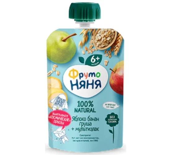 Piure ФрутоНяня Piure Măr-banană-pară și cereale (6 luni+), 90 gr cumpăra în Chișinau