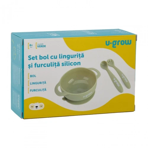 Set bol cu lingurița și furculița U-grow Olive cumpăra în Chișinau