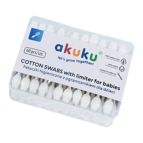 Betisoare de bumbac Akuku cu limitator, 60 buc. cumpăra în Chișinau