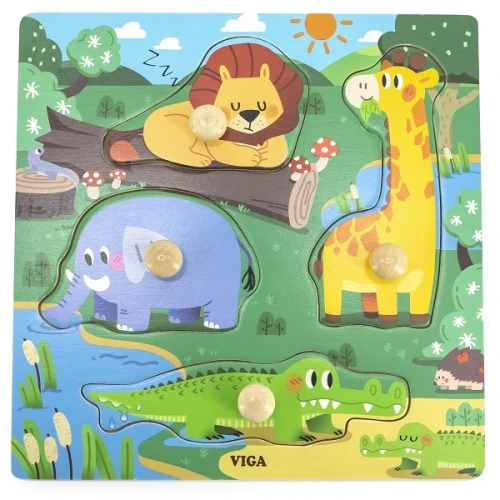 Puzzle Viga Lion, Elephant, Giraffe, Crocodile cumpăra în Chișinau