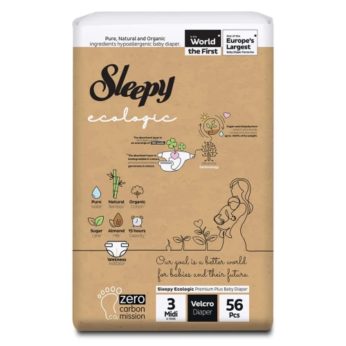 Scutece Sleepy Ecologic Double Midi 3 (4-10 kg), 56 buc. cumpăra în Chișinau