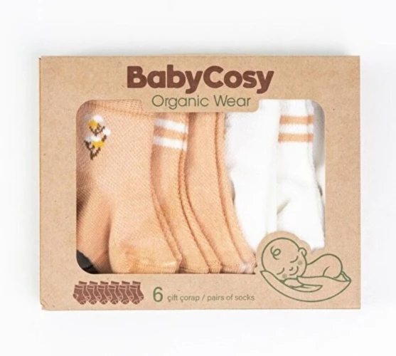 Носочки BabyCosy Ivory & Brown, 6 шт. (6-12M) купить в Кишиневе