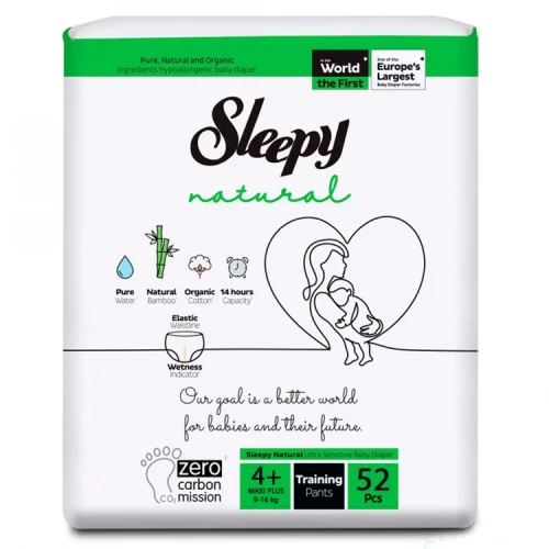 Подгузники-трусики Sleepy Natural Ultra Sensitive Double Maxi Plus 4+ (9-16 кг), 52 шт. купить в Кишиневе