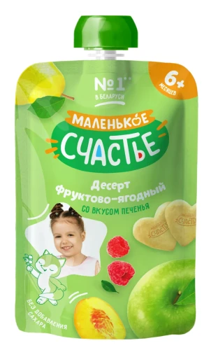 Пюре Маленькое Счастье Десерт из ягод и печенья (6 мес+), 90 г купить в Кишиневе