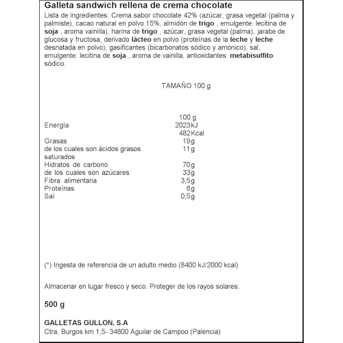 Biscuiti Gullon Mega Duo cu ciocolata (12 luni+), 500 gr cumpăra în Chișinau