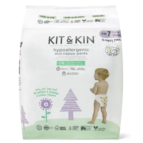 Подгузники-трусики eco гипоаллергенный Kit&Kin 7 (17+ кг), 16 шт. купить в Кишиневе