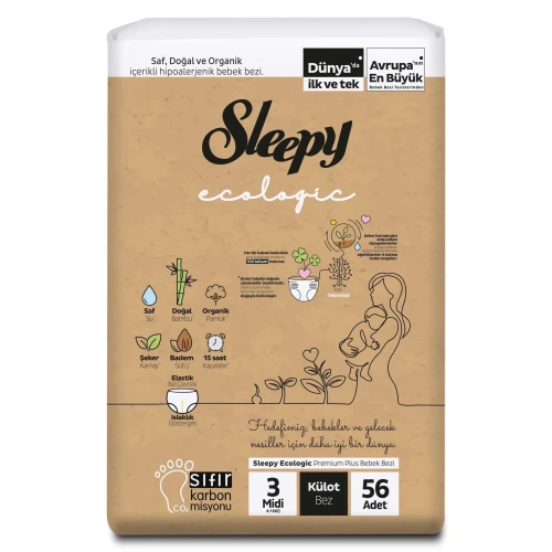 Scutece-chiloței Sleepy Ecologic Double Midi 3 (4-10 kg), 56 buc. cumpăra în Chișinau
