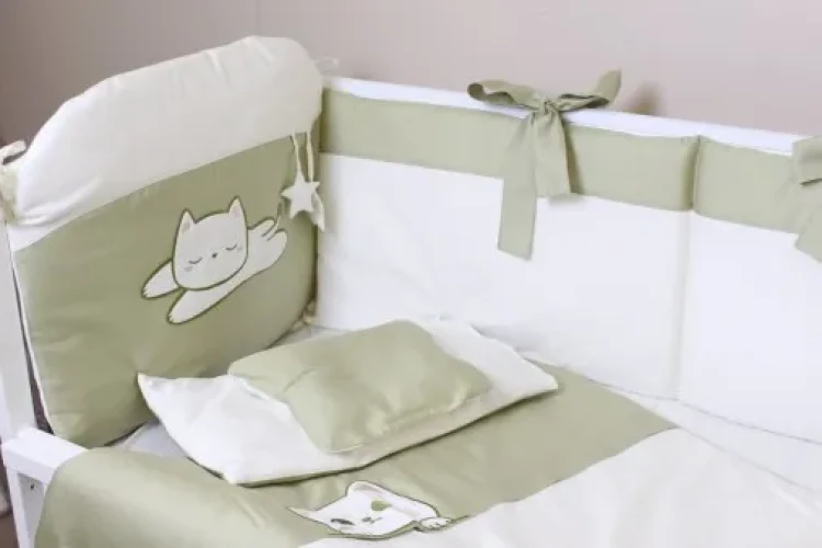 Lenjerie de pătuț 8 piese PernaMea Satin Pisica Oliva cumpăra în Chișinau