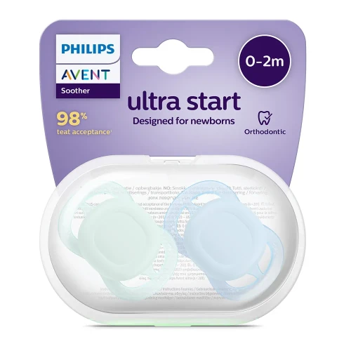 Ортодонтические силиконовые соски Philips Avent Start Green&Blue (0–2 мес.), 2 шт. купить в Кишиневе