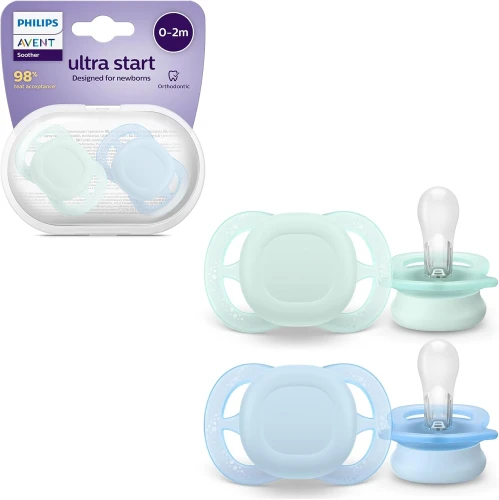 Ортодонтические силиконовые соски Philips Avent Start Green&Blue (0–2 мес.), 2 шт. купить в Кишиневе