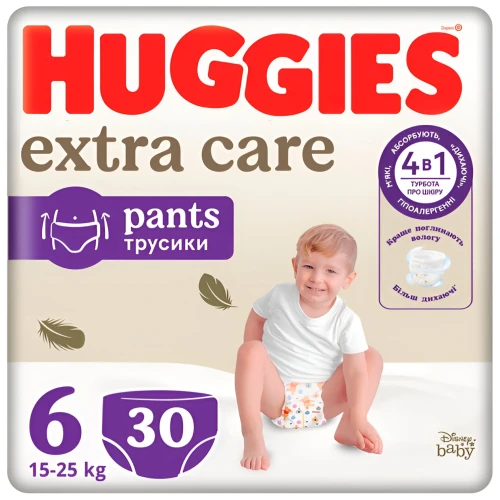 Подгузники-трусики Huggies Extra Care 6 (15-25 кг), 30 шт. купить в Кишиневе