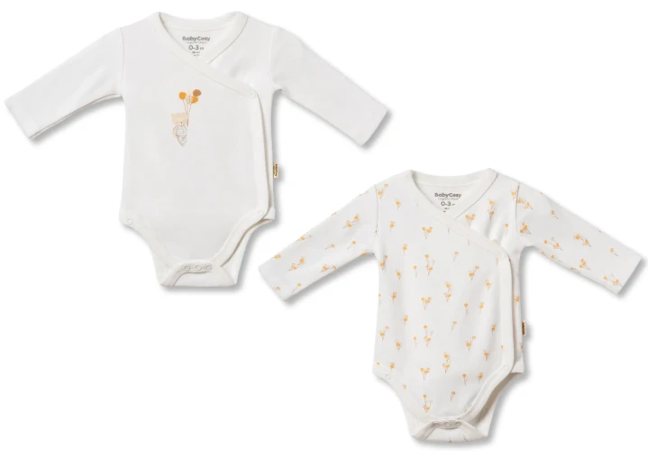 Боди с длинным рукавом BabyCosy Orange & Ivory, 2 шт. (3-6М) купить в Кишиневе