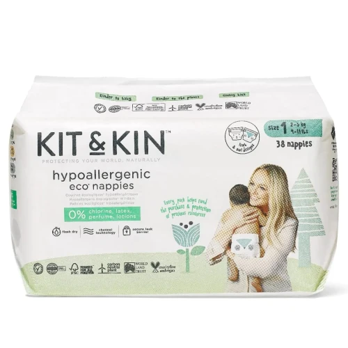 Подгузники Kit&Kin Hipoalergenice Eco XXL BOX №1 (2-5 кг), 152 шт. купить в Кишиневе