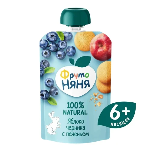 Piure ФрутоНяня din mere-afine-biscuiți (6 luni+), 90 g cumpăra în Chișinau