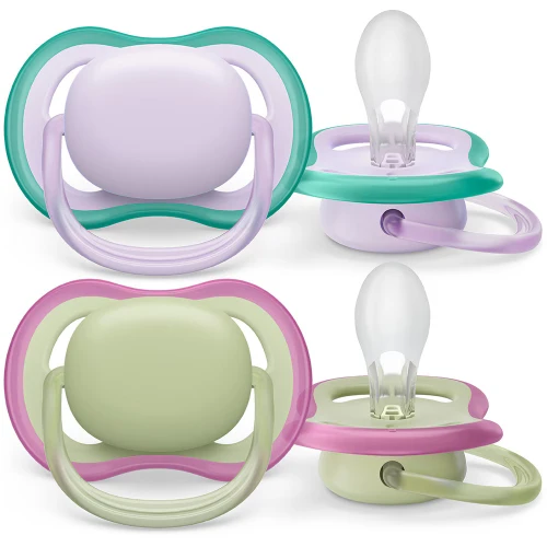 Ортодонтические силиконовые соски Philips Avent Air Girl Purple&Green (0-6 мес.), 2 шт. купить в Кишиневе