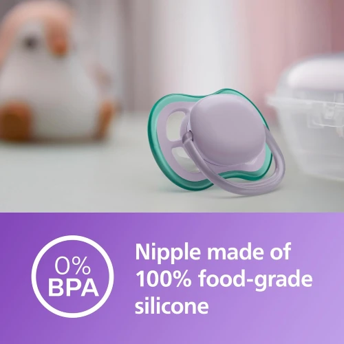Ортодонтические силиконовые соски Philips Avent Air Girl Purple&Green (0-6 мес.), 2 шт. купить в Кишиневе