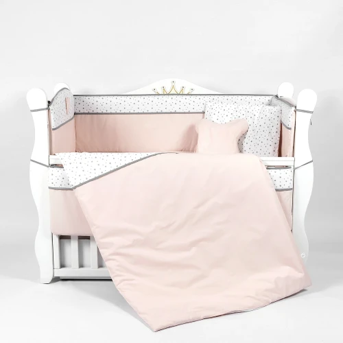 Set Pătuț Kuzya Anghelina-2 Gri + Saltea Kuzya 120x60 + Lenjerie 8 Piese PernaMea Confort cumpăra în Chișinau