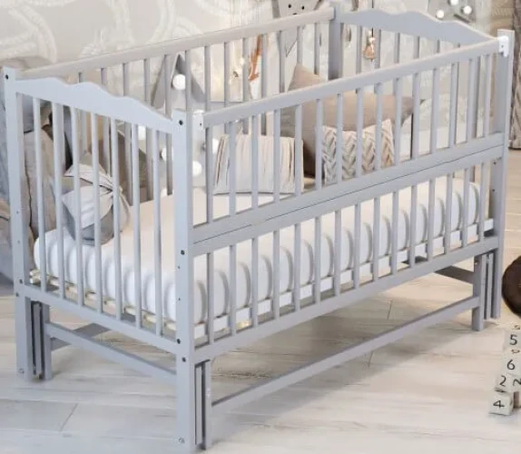 Set Pătuț Kuzya Anghelina-2 Gri + Saltea Kuzya 120x60 + Lenjerie 8 Piese PernaMea Confort cumpăra în Chișinau