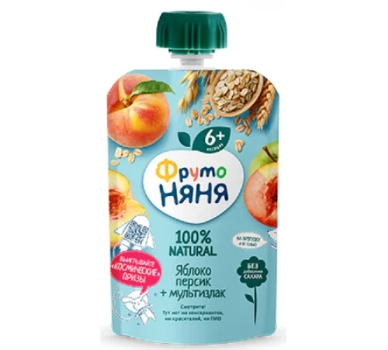 Piure ФрутоНяня Măr-piersic și cereale (6 luni+), 90 gr cumpăra în Chișinau