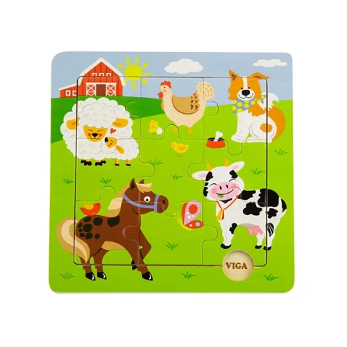 Puzzle din lemn Viga Farm Animals, 9 elemente cumpăra în Chișinau