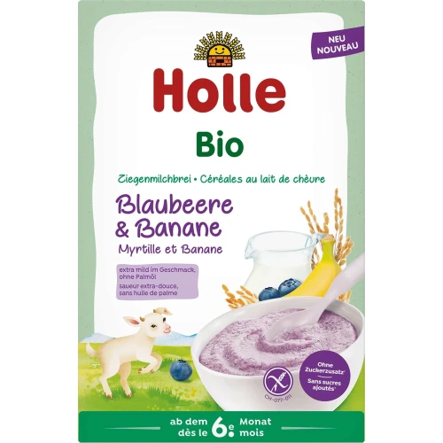 Каша Holle из риса с козьим молоком, черникой и бананом (6 мес+), 200 гр купить в Кишиневе