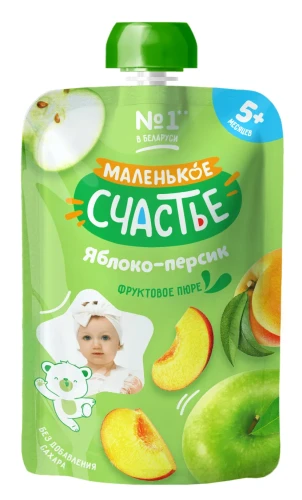 Пюре Маленькое Счастье Яблочно-персиковое (5 месяцев+), 90 г  купить в Кишиневе