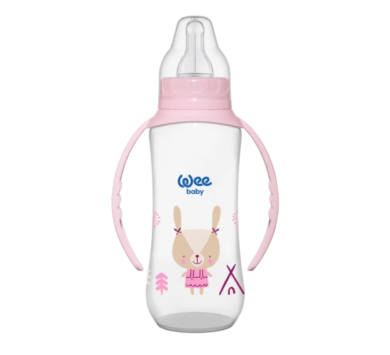 Biberon din plastic cu mâner WeeBaby cu tetina din silicon, 270 ml cumpăra în Chișinau