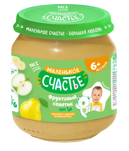 Пюре Маленькое Счастье фруктовый салат (6 месяцев+), 90 г купить в Кишиневе