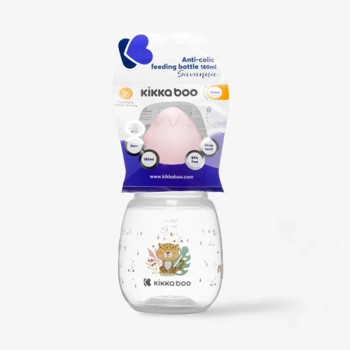 Biberon pentru bebeluși din plastic Kikkaboo Savanna Pink, 180 ml cumpăra în Chișinau
