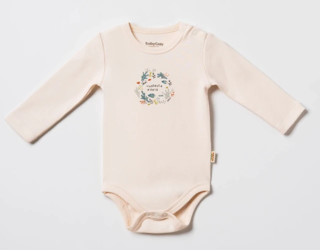 Body cu mânecă lungă BabyCosy Green & Ecru, 2 buc. (1-3L) cumpăra în Chișinau
