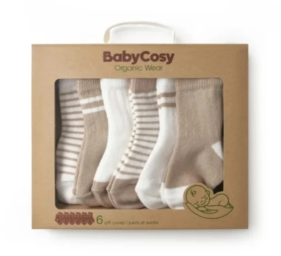 Носочки BabyCosy Beige & White, 6 шт. (12-24M) купить в Кишиневе