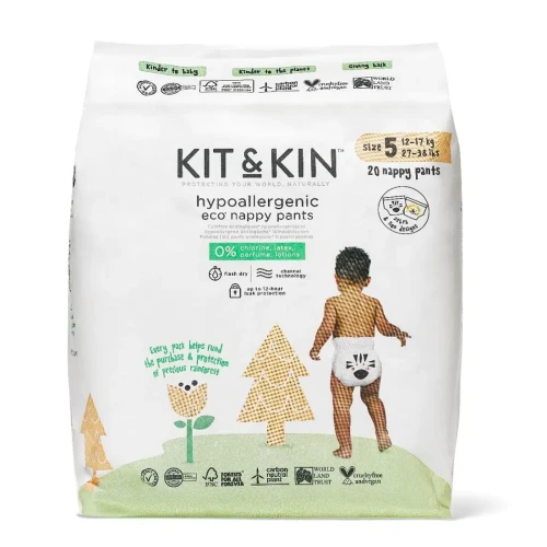 Подгузники-трусики Kit&Kin Hipoalergenice Eco XXL BOX №5 (12-17 кг), 120 шт. купить в Кишиневе