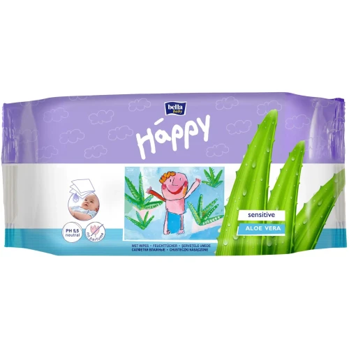 Салфетки влажные для интимной гигиены Bella Baby Happy Sensitive Aloe Vera, 56 шт. купить в Кишиневе