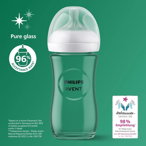 Набор бутылочек для кормления из стекла Philips Avent Natural Response, 240 мл, 2 шт. купить в Кишиневе