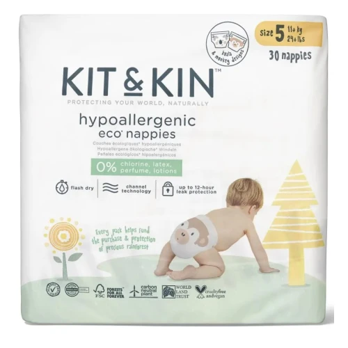 Подгузники Kit&Kin Hipoalergenice Eco XXL BOX №5 (11+ кг), 112 шт. купить в Кишиневе