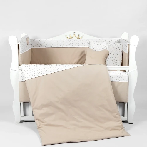 Set Pătuț Kuzya Cristina Gri + Saltea Kuzya 120x60 + Lenjerie 8 Piese PernaMea Confort cumpăra în Chișinau