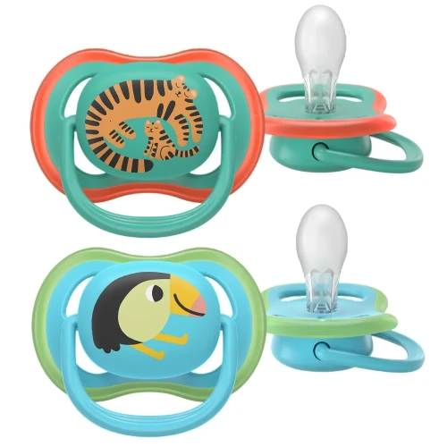 Ортодонтические силиконовые соски Philips Avent Ultra Air Parrot & Tiger (6-18 мес.), 2 шт. купить в Кишиневе