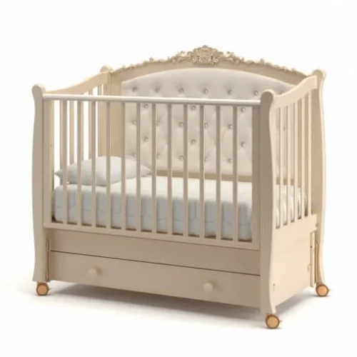 Детская кроватка качалка с ящиком (на колесах) Gandylyan Жанетт слоновая кость купить в Кишиневе