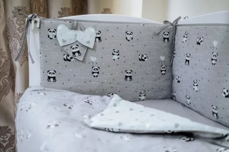 Lenjerie de patut 8 piese PernaMea Baby Panda Turcoaz cumpăra în Chișinau
