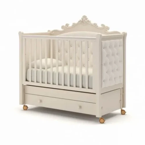 Детская кроватка качалка с ящиком (на колесах) Gandylyan Лиона ваниль купить в Кишиневе