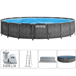 Bazin pentru copii Intex Greywood Prism Frame Premium + pompă de filtrare 5678 l/h, 24311 litri cumpăra în Chișinau. Foto 1