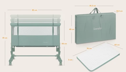 Patuc Co-sleeper 3 in 1 Lionelo Aurora Green Sage cumpăra în Chișinau. Foto 7