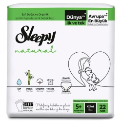 Scutece-chiloței Sleepy Natural Ultra Sensitive Junior Plus 5+ (13-20 kg), 22 buc. cumpăra în Chișinau. Foto 1