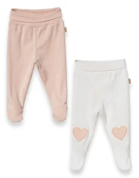 Штанишки BabyCosy Heart Ivory & Beige, 2 шт. (1-3М) купить в Кишиневе. Фото 1