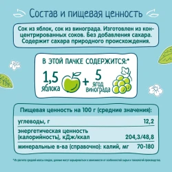 Suc mere-struguri ФрутоНяня (6 luni+), 200 ml cumpăra în Chișinau. Foto 4