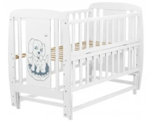 Кроватка детская Дубок Собачка Белый на маятнике купить в Кишиневе. Фото 1