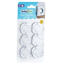 Набор из 6 защит для розеток с клеевым креплением BabyJem, белый купить в Кишиневе. Фото 2