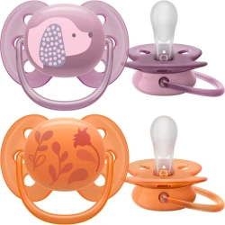 Симметричная ортодонтическая пустышка из силикона Philips Avent Ultra Soft Girl (6-18 мес.), 2 шт. купить в Кишиневе. Фото 1