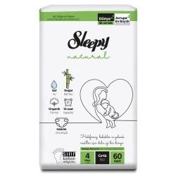 Scutece Sleepy Natural Ultra Sensitive Jumbo Maxi 4 (7-14 kg), 60 buc. cumpăra în Chișinau. Foto 1